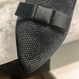 Alfani Zurry Black  fabric flat with black bow and metal trim heel- size 7.5 NWT